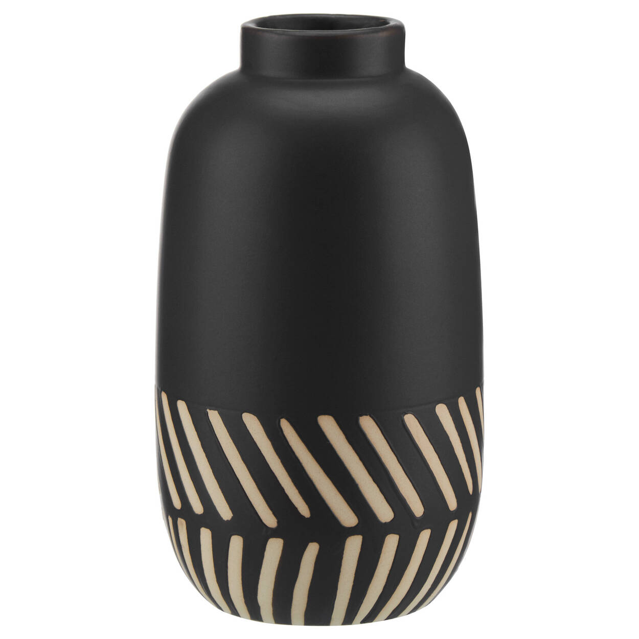 Black Table Vase with Beige Lines | Bouclair Canada