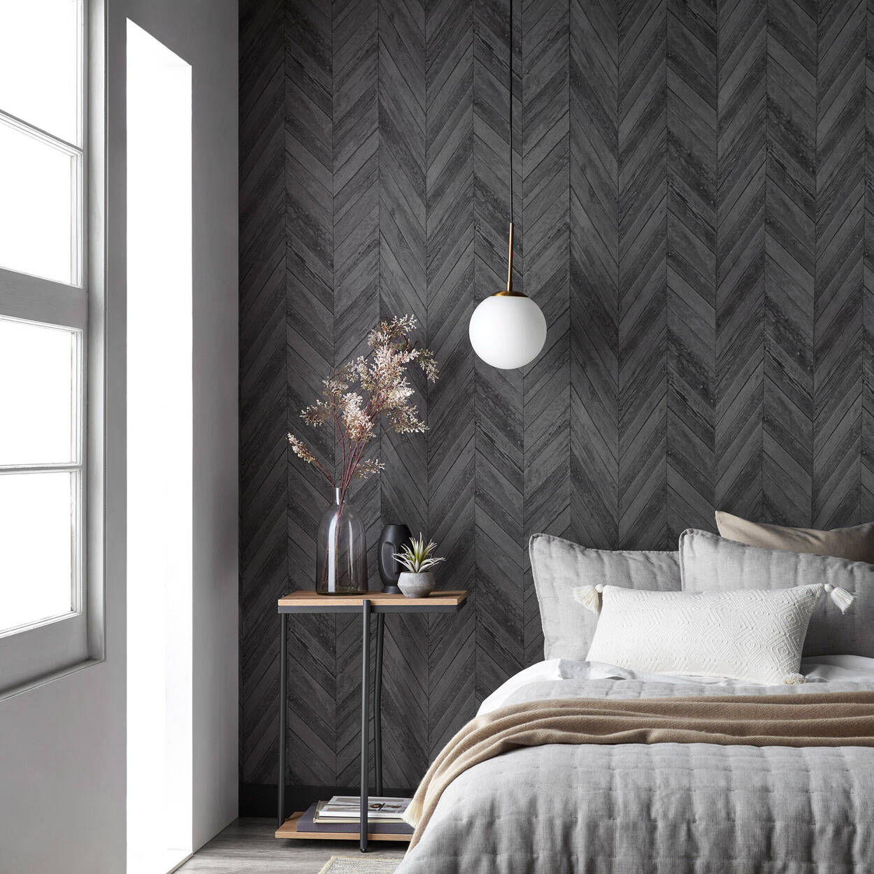 Dark Grey Chevron Peel-&-Stick Wallpaper | Bouclair Canada
